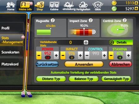Golf Star Button Anwendung beendet die Aufteilung der Status-Punkte Golf Star Button Anwendung beendet die Aufteilung der Status-Punkte