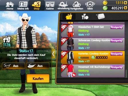 Golf Star David im karierten Cowboy-Kostüm Golf Star David im karierten Cowboy-Kostüm