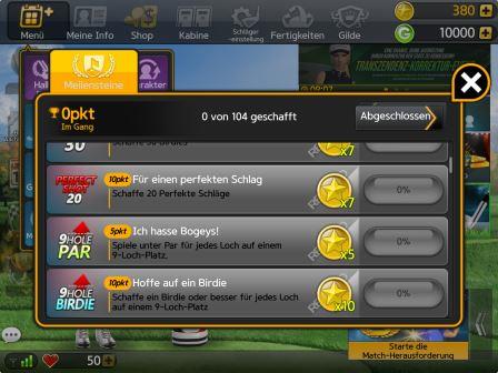 Golf Star Missionen Meilenstein 20 Perfekte Schläge