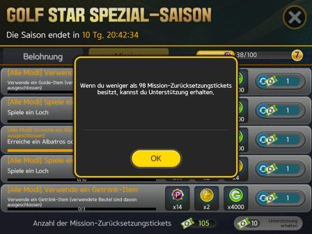 Golf Star Missionen Mission-Zurücksetzungstickets bei mehr als 98 Tickets Golf Star Missionen Mission-Zurücksetzungstickets bei mehr als 98 Tickets