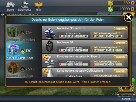 Golf Star Missionen Missionskarriere Silberne Ruhm-Kiste